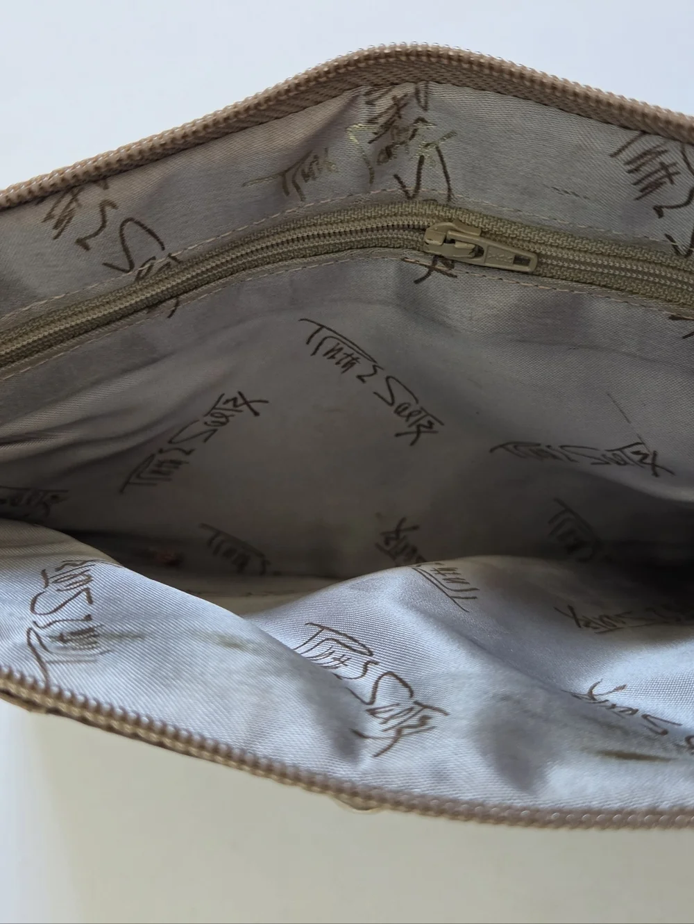 VTG Ruth Saltz light brown neutral snake skin clutch wristlet cougar accent - Picture 4 of 8